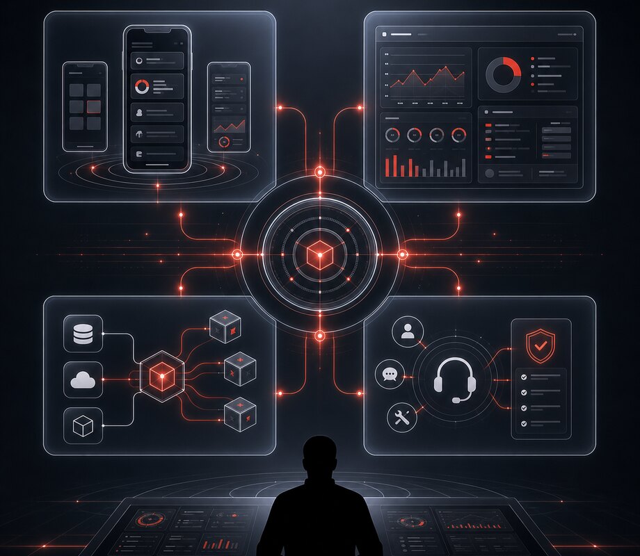 Экосистема Syntlex: мобильные приложения, панели управления, базы данных, API и техническая поддержка